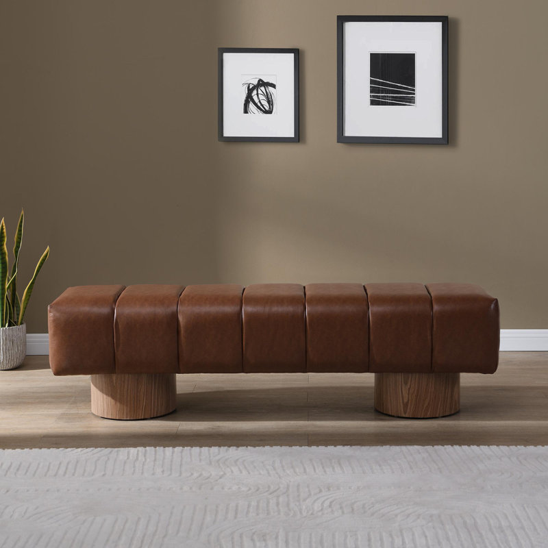 Banc rembourré moderne pour chambre à coucher et salon, Brun