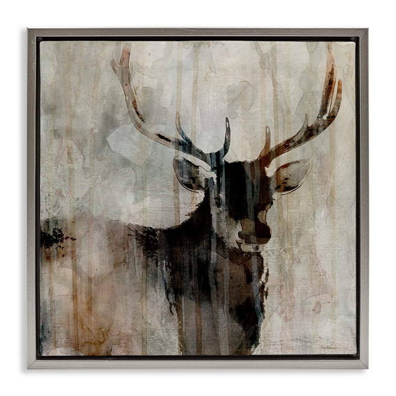 Mirage rustique de wapiti, Cadre flottant gris lustré, H 18 po x l 18 po