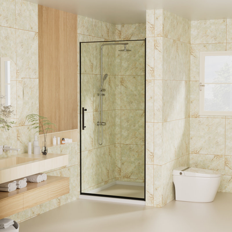 34”Wx72 “h Frameless Pivot Shower Door 1/4” Tempered Glass