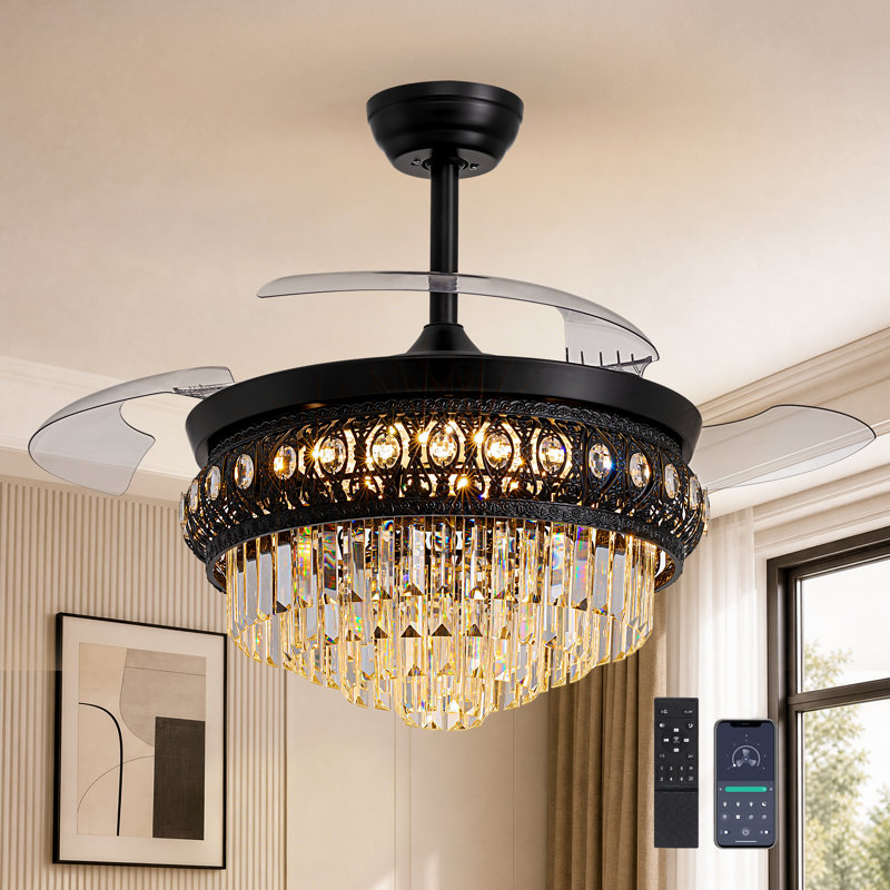42" Crystal Ceiling Fan, 42" Wide