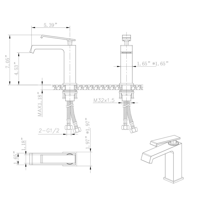 Robinet de salle de bain à un trou