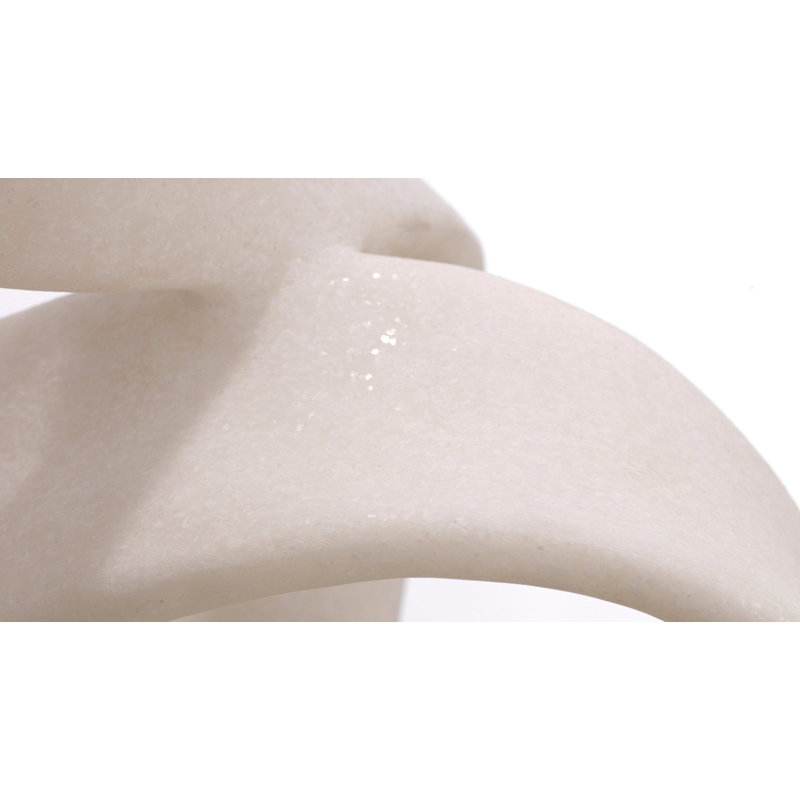 White Polyresin Table Lamp with Linen Shade