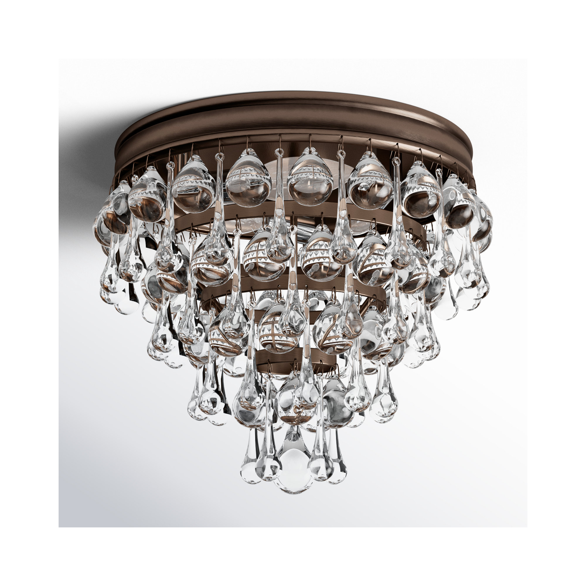 Stoneham 3 Light Flush Mount, Bronze