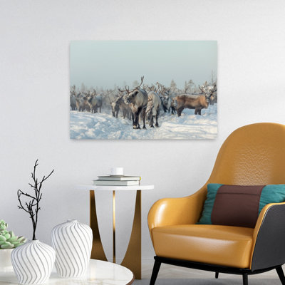 Reindeers Abstract Contemporary Deer Animal Winter Wall Art Print