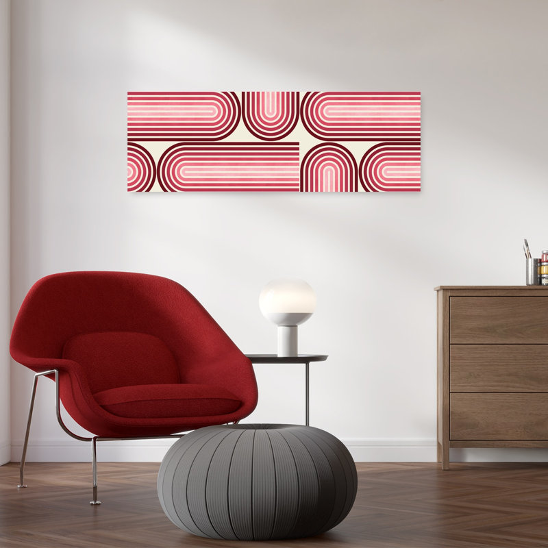 Art mural abstrait géométrique rétro à rayures, H 12 po x l 36 po