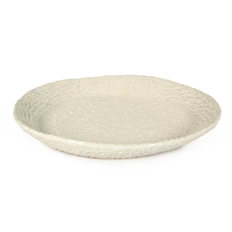 Cross Weave Ceramic Platter, White