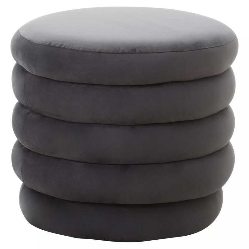 Carolanne 49cm Wide Round Solid Colour Footstool Ottoman, Graphite