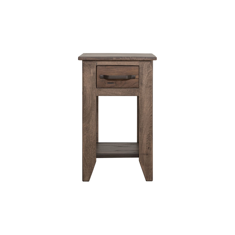 1 tiroir, 1 tablette, table de chevet, Brun