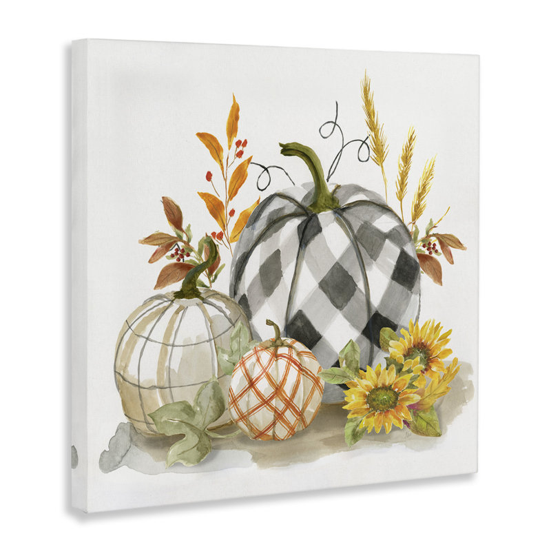 Patchwork à motifs citrouilles, récolte d'automne, nature morte par Nan - impression, H 17 po x l 17 po