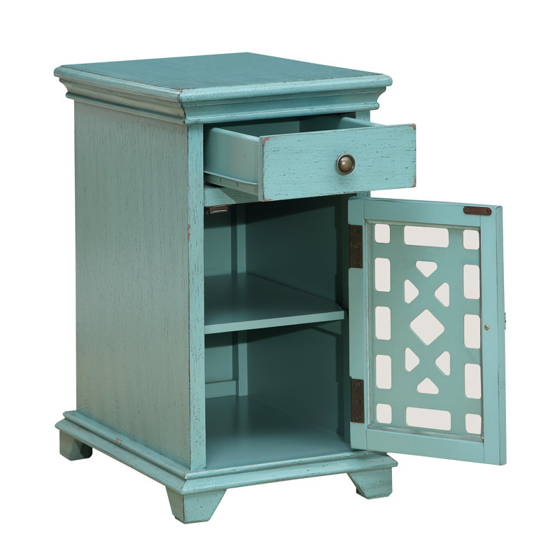 Table de bout haute de 25 po avec rangement Avellana, Bleu