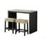Ensemble de table de salle à manger bicolore à 2 tons avec tabourets et coussins de siège capitonnés beige 3 pièces
