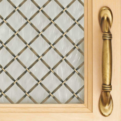 24 In. X 18 In. Kent Design 332 P Round Wire, Press Crimp Antique Brass Woven Wire Grille Screening Panel Insert