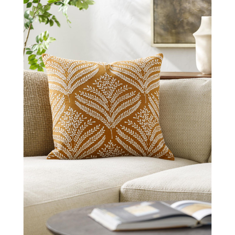 Coussin décoratif Eliana, Carré 20 po, Tanné, Duvet de canard