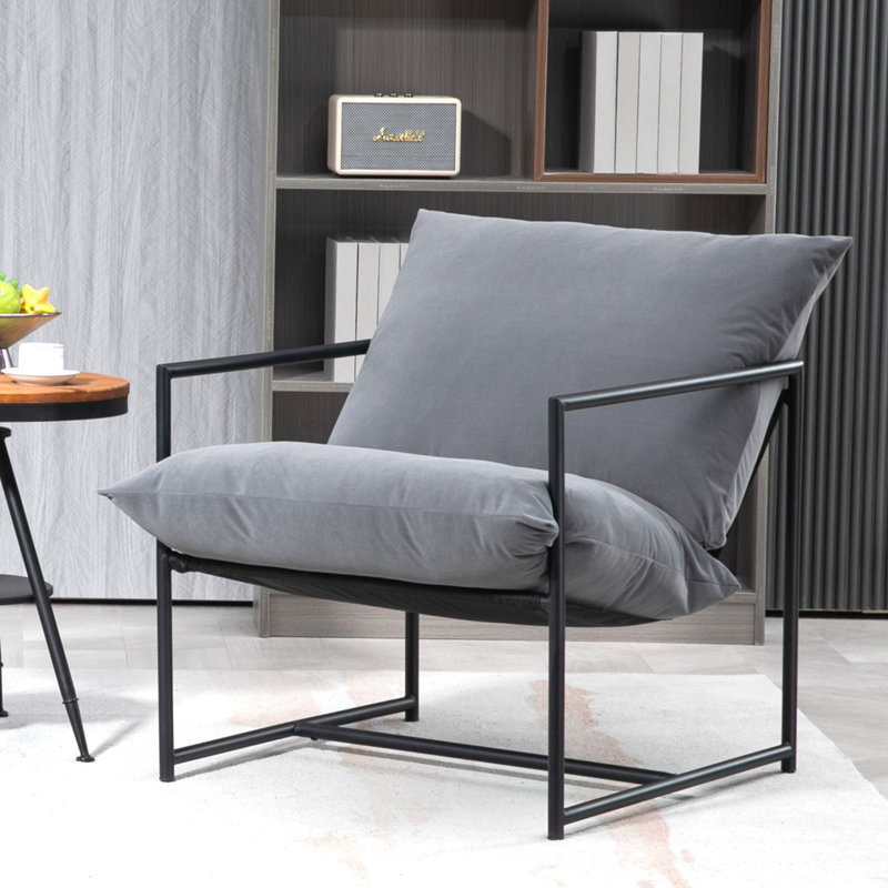 Fauteuil d'appoint élégant en velours moderne, Gris