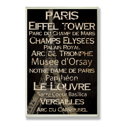 « paris landmark typographie », reproduction d’impression sur toile tendue