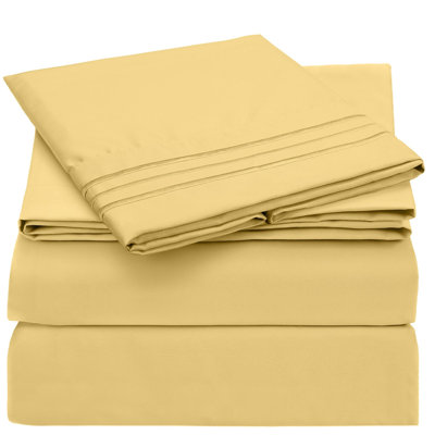 Draps simples Mellanni 1800 - jaune