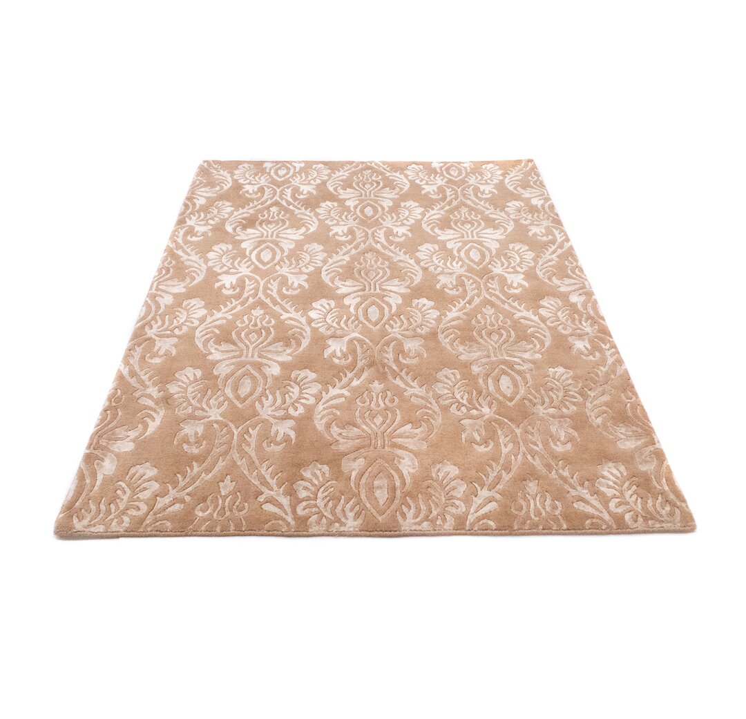 Handgefertigter Teppich Chloe-Ann aus Wolle in Beige