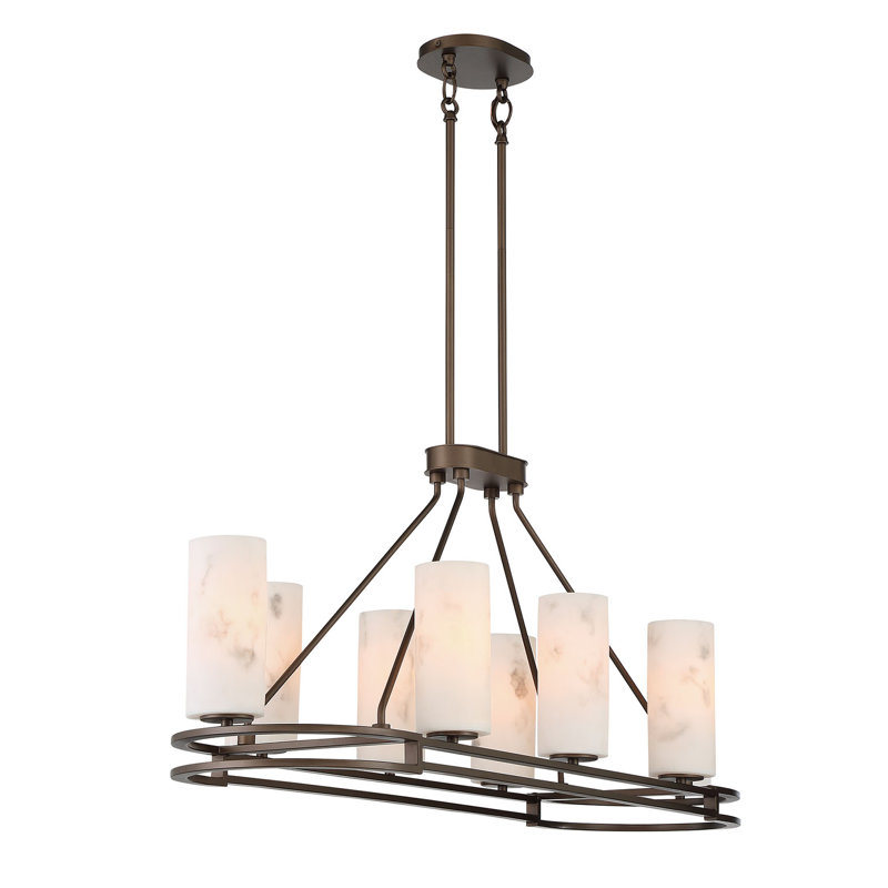 Gracie Oaks Buchanan bronze grec avec lumière d'îlot d'albâtre