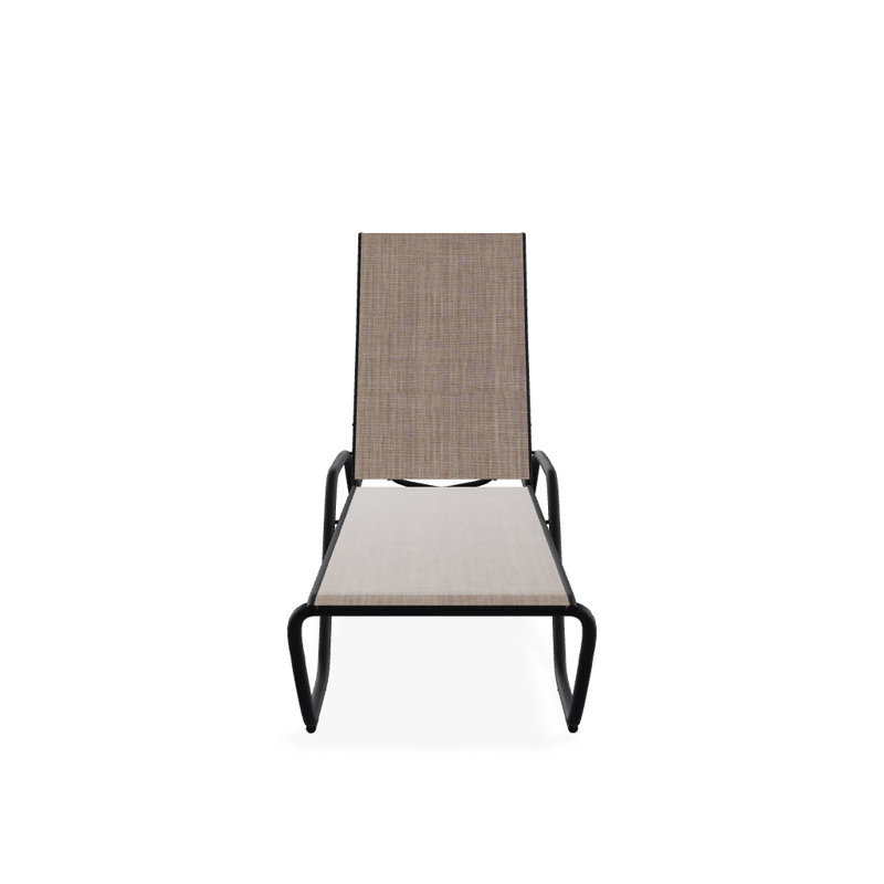Outdoor Rust-Resistant Metal Chaise Lounge, Textured Black, Augustine Fennel Sunbrella®