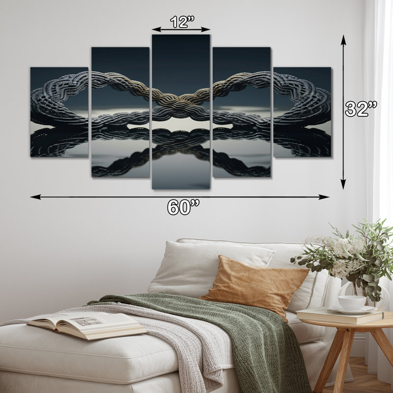 Impression sur toile Quantum Infinity Futuristic 3D - Abstract Shapes - 5 panneaux