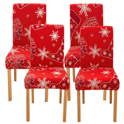 Christmas Dining Chair Covers, Holiday Chair Slipcovers, Festive Dining Room Decor Red Stocking