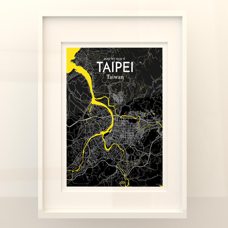 Taipei City Map In Times - No Frame Print, 24cm H x 18cm W x 0.05cm D