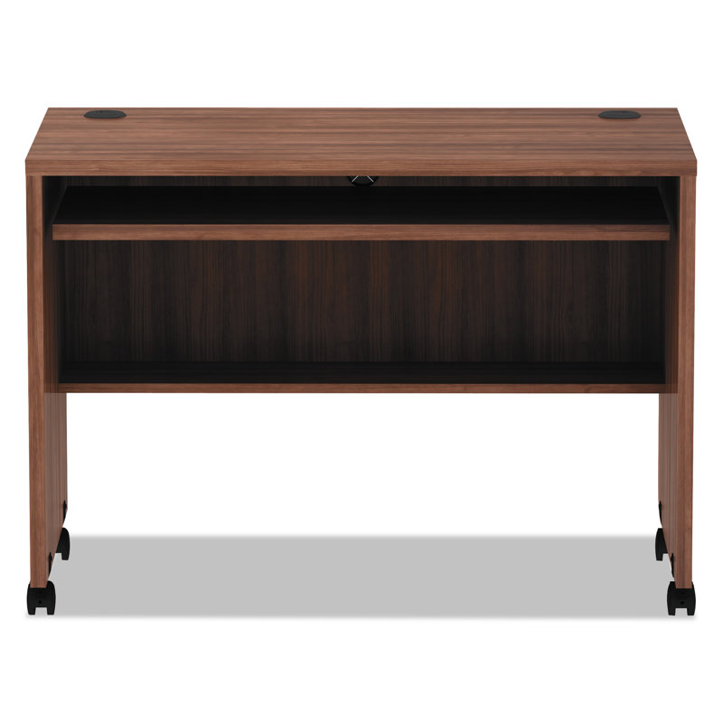 Modern Walnut Adjustable Height Mobile Workstation Desk with Drawer