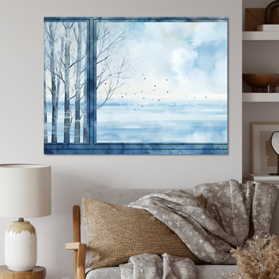 «White and Blue Winter Forest Collage VII - Winter Landscape», art mural