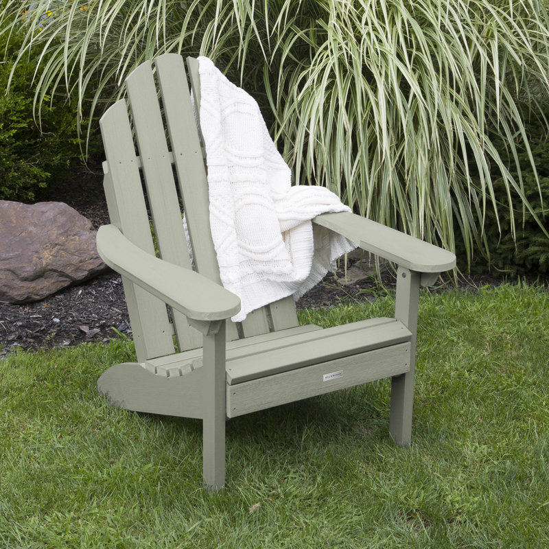 Anette Plastic Folding Adirondack Chair with Table, Eucalyptus