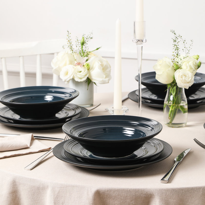 Earth & Clay Celeste 12-Piece Dinnerware Set Stoneware, Blue