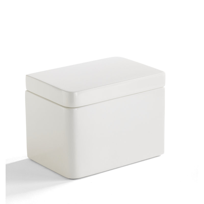 White Lacquer Modern Bathroom Storage Canister