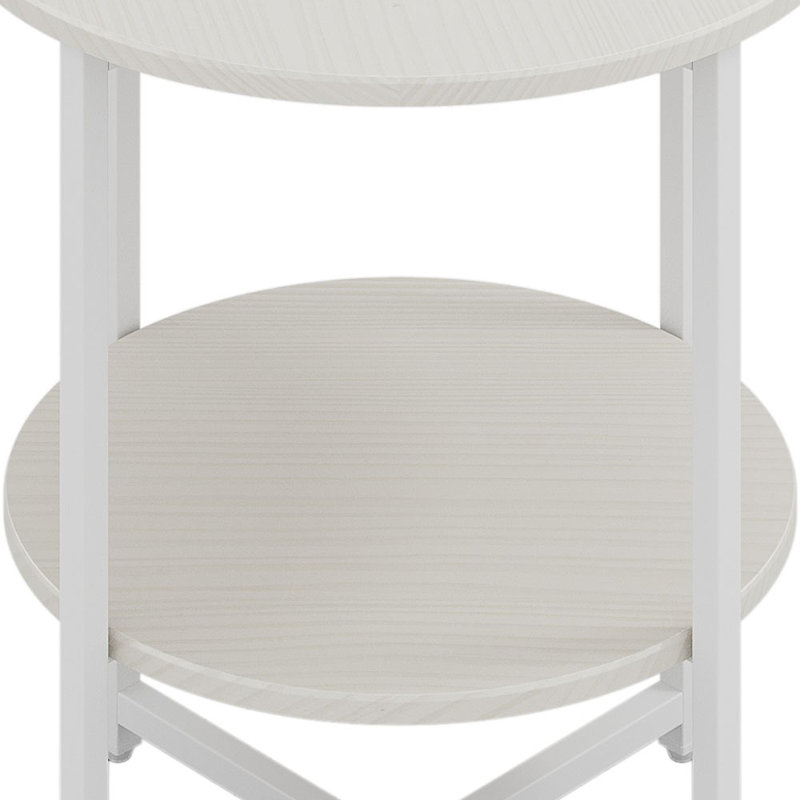 Michalitsa Cross Legs End Table, White Top/White Base