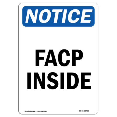 FACP Inside Aluminum Sign 12 x 18