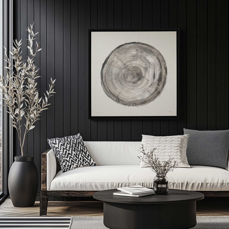 Impression sur toile 24 "x 24" Rings of Time IV, H 12,75 po x l 12,75 po x P 1,75 po, Cadre flottant noir satiné