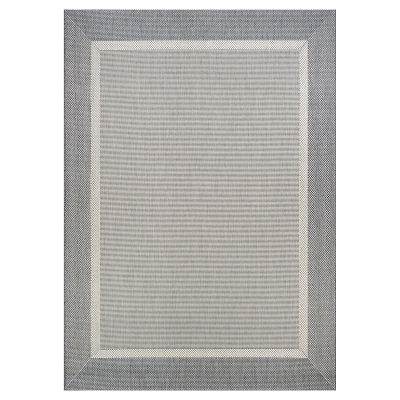 Mikaeel Flatwoven Indoor Outdoor Area Rug, Rectangle 7'6" x 10'9", Ivory / Silver