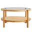 Table à thé circulaire moderne à double couche avec motif tissé en rotin