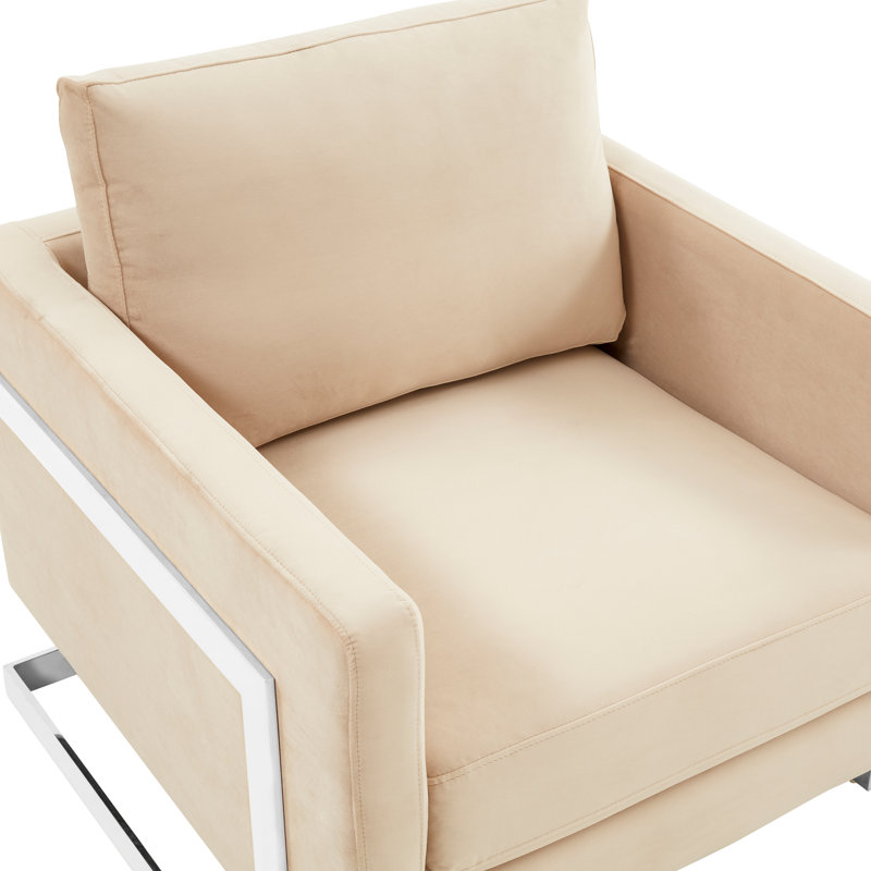 Chaise avec accoudoirs Lybah, Velours beige