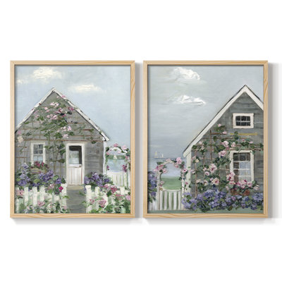 Impression encadrée Coastal Cottage I-Premium - prête à être accrochée - aucun clou requis - aucun clou requis