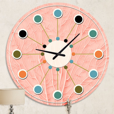 Horloge murale Living Coral - Mid-Century moderne rose
