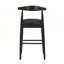 Ensemble de 2 tabourets de bar en tissu noir d'inspiration Mid-Century avec dossier incurvé et siège moelleux pour une assise confortable-225815188