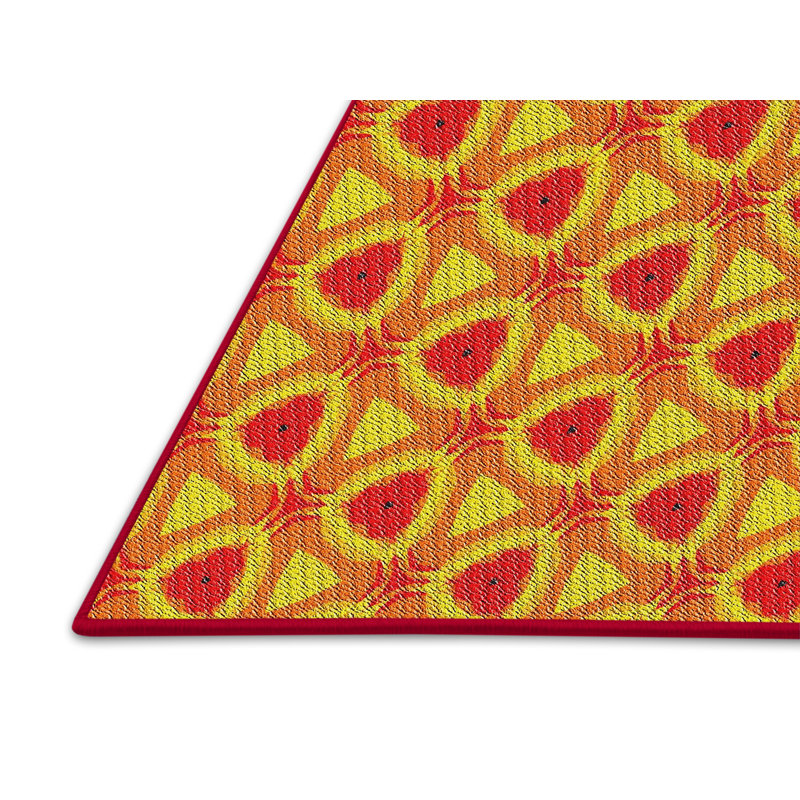 Tapis orange/rouge tissé à la machine, Rectangle 5 pi x 7 pi