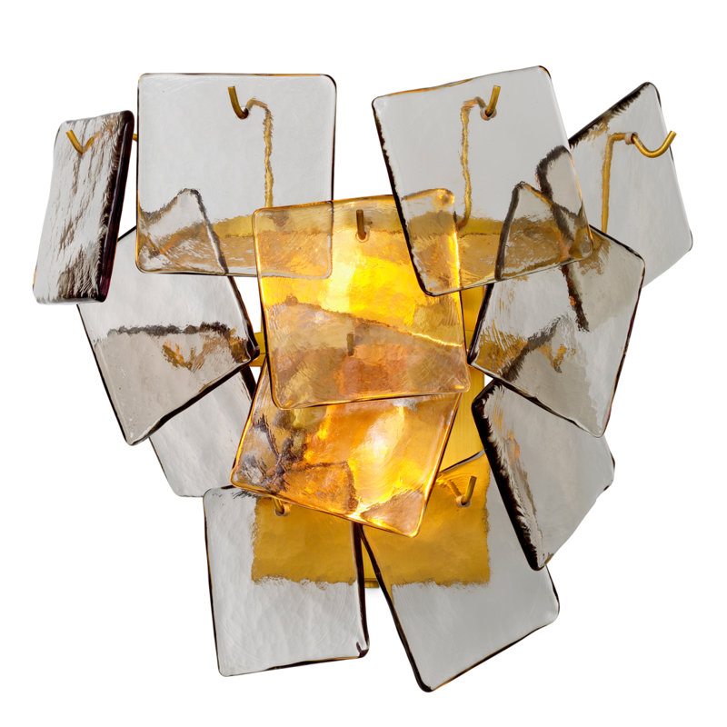 Wall Lamp Biltmore Antique Brass Finish Light Smoke Glass