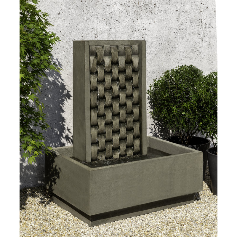 M Weave Hand Crafted Weather Resistant Floor Fountain, 37" H x 20.25" W x 29.75" D, Graystone