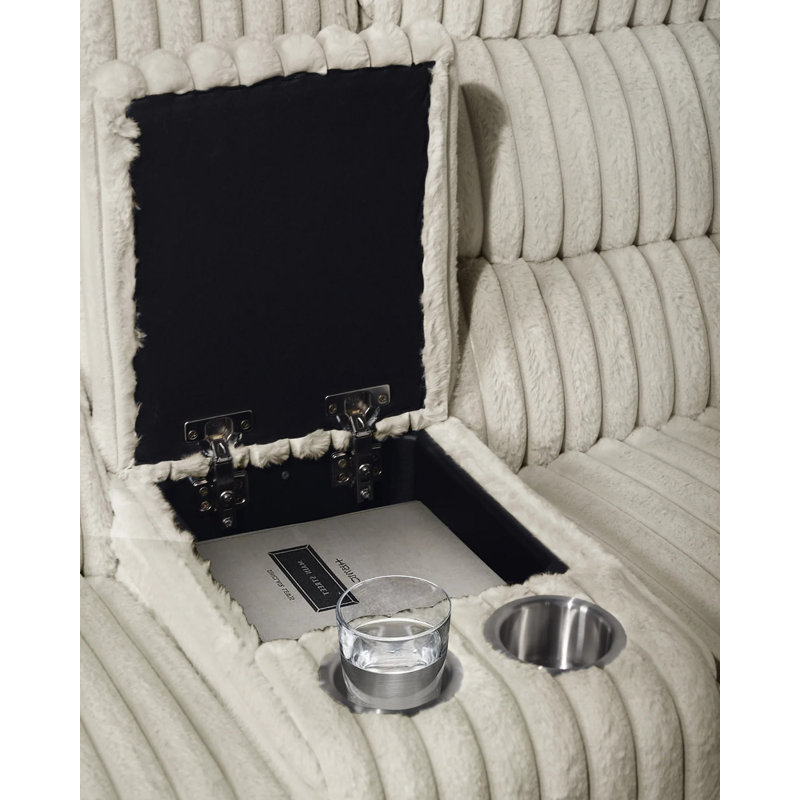 Canapé modulaire inclinable en velours côtelé Clevedon, Velours côtelé crème