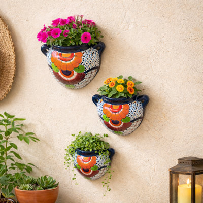 Desert Bloom Wall Planter Trio In Orange