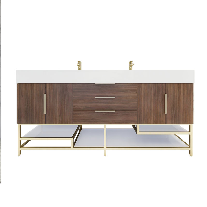 Ensemble de meuble-lavabo double 72 po Glasgow, Palissandre, Blanc
