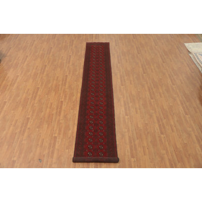 Elephant Foot Red Oriental Afghan Runner Rug 3x16