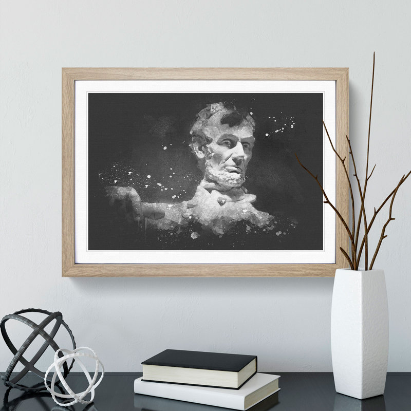 President Lincoln Memorial - Single Picture Frame Print on Wood, 48cm H x 65cm W x 2cm D, Oak Framed