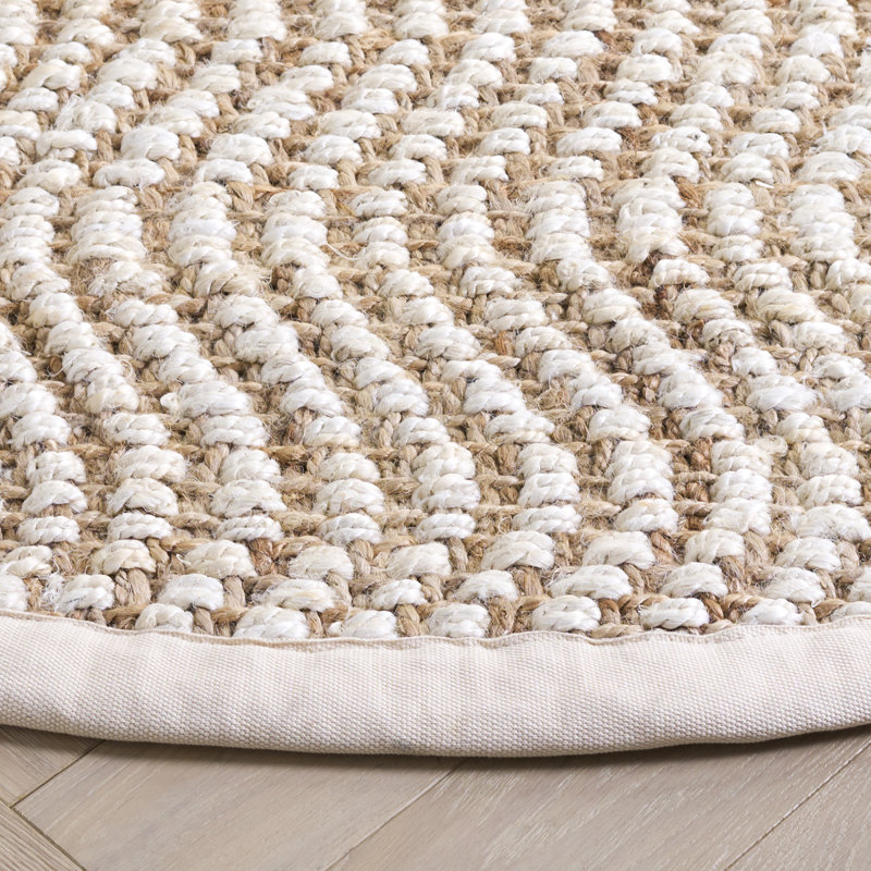 Natural Fiber Handwoven Jute Abstract Rug, Round 6'