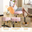 Chaise pivotante en velours moelleux avec base bronze antique et roulettes-772404505
